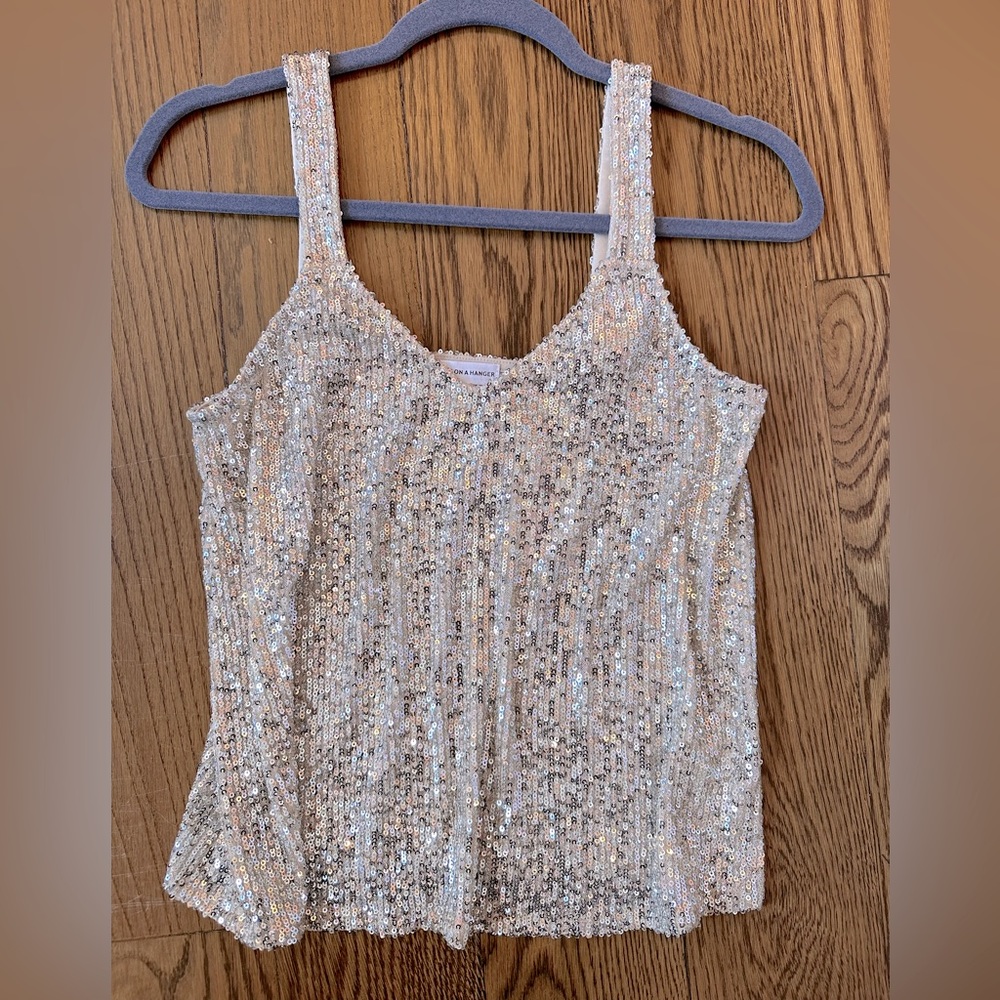 Brand New champagne sequined v-neck tank